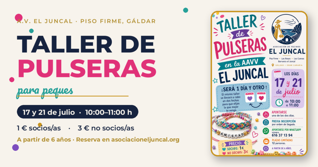 Taller de Pulseras para peques — 17 y 21 de julio